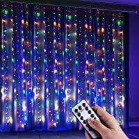 Anpro Luz Cadena Luz de Cortina USB- 4 Colores con 320 Bombillas LED- 8 Modos-3.2m X 3 m-Luz Cortina para Fiestas…